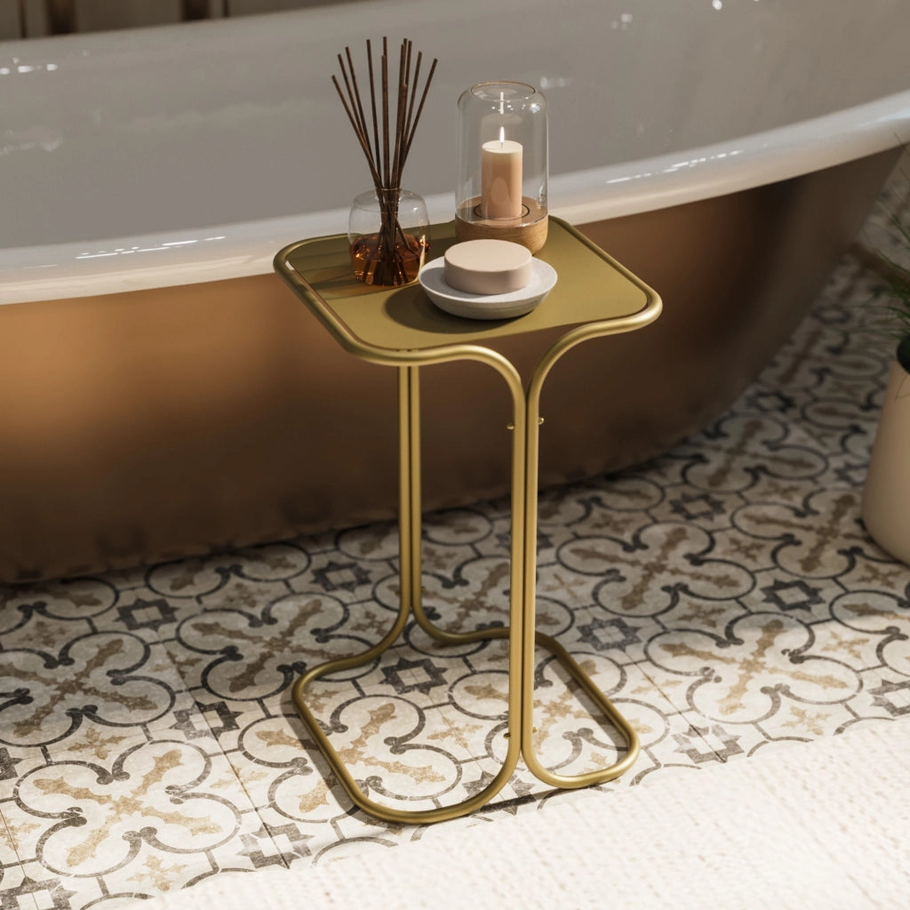 Perrero, Tavolino da Salotto Forma Quadrato, 30x30x52h cm oro