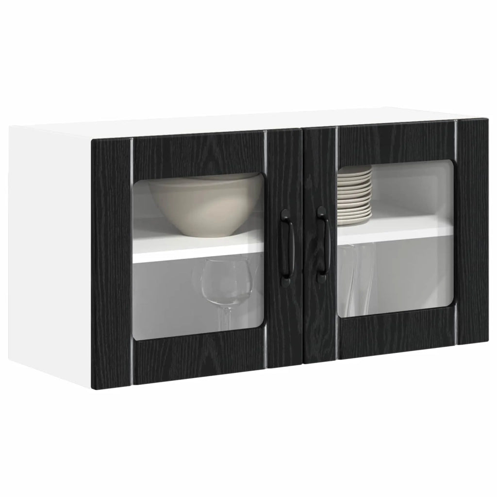 Mobile in vetro da parete LUCCA Rovere Nero 80 x 31 x 40 cm 884946