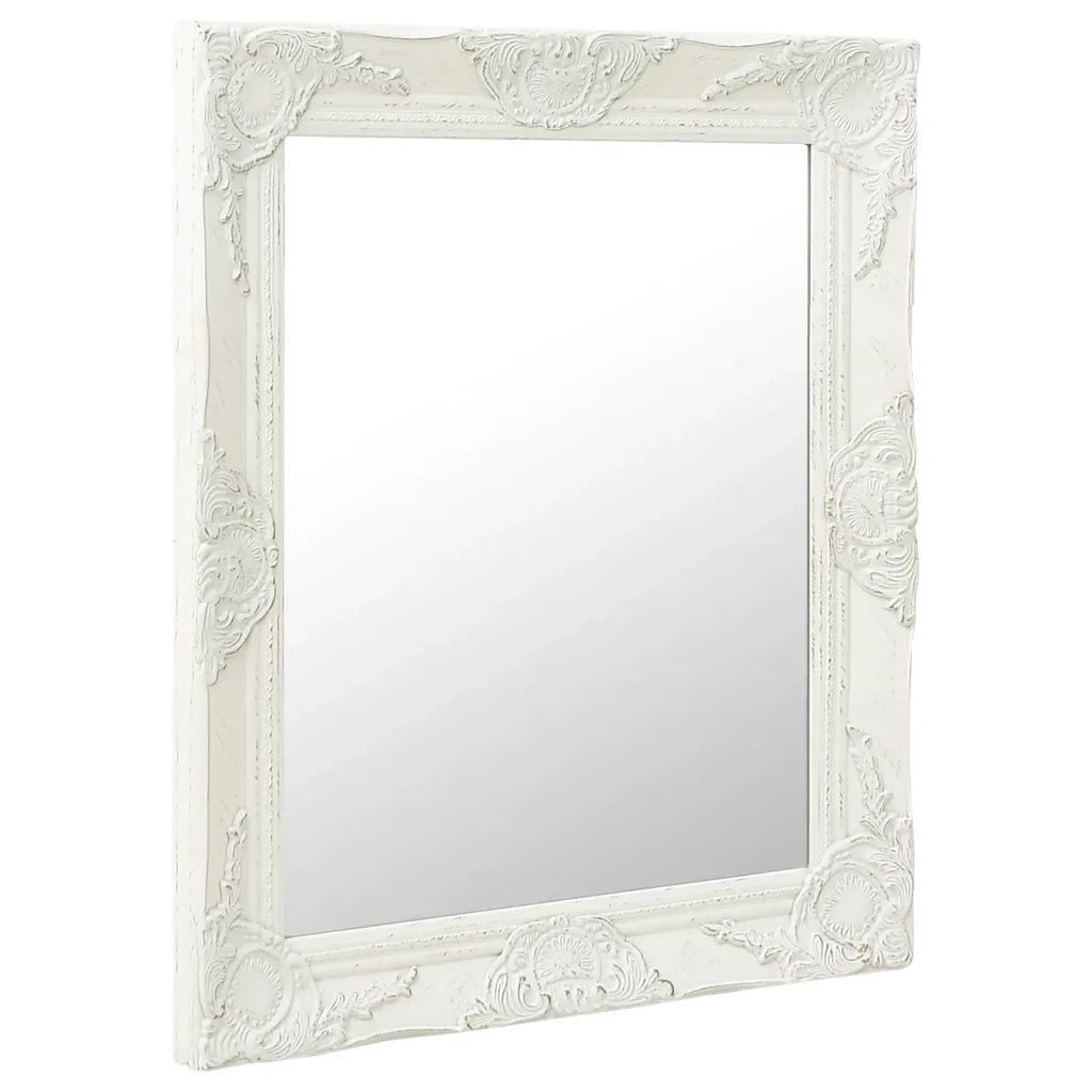 Specchio da Parete Stile Barocco-Specchio a Muro-Specchio Decorativo 50x60 cm Bianco 296246