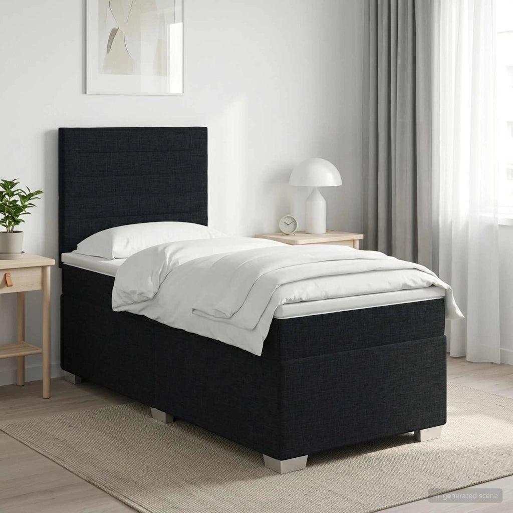 Letto box spring con materasso Nero 90 x 200 cm Tessuto 3453313