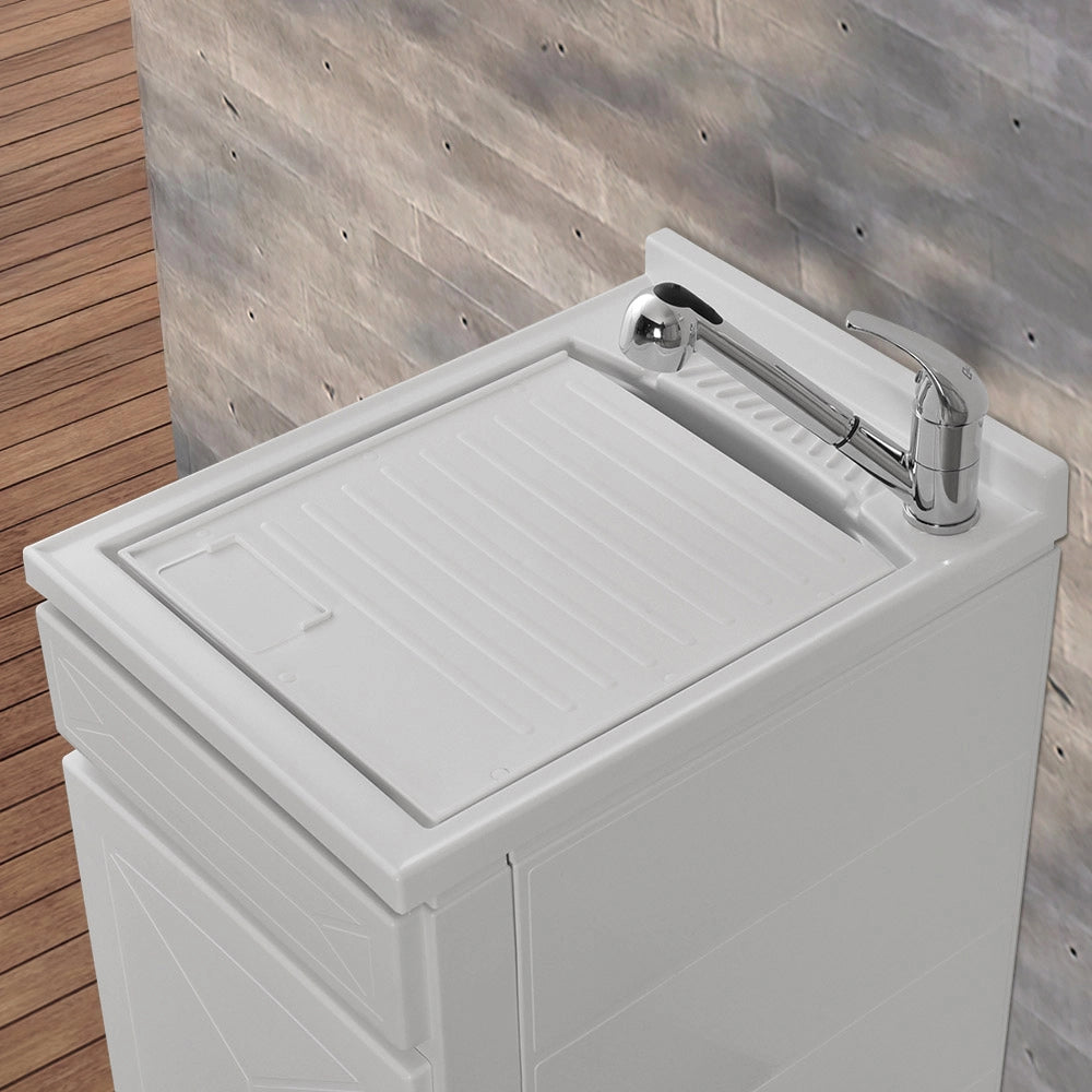 Mobile Lavatoio in Kit 45x60 cm con Vasca in Resina colore Bianco