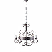 Lampadario Rustico Baltimora Metallo Nero Ruggine - Corten 5 Luci E14