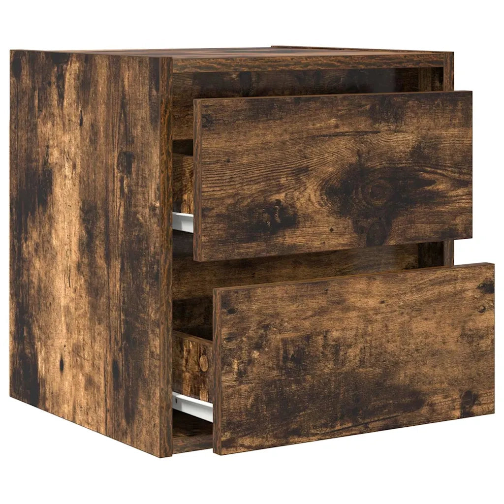 Comodino | Armadio da Notte | Mobiletto da notte a Muro Rovere Fumo 38x34x40 cm