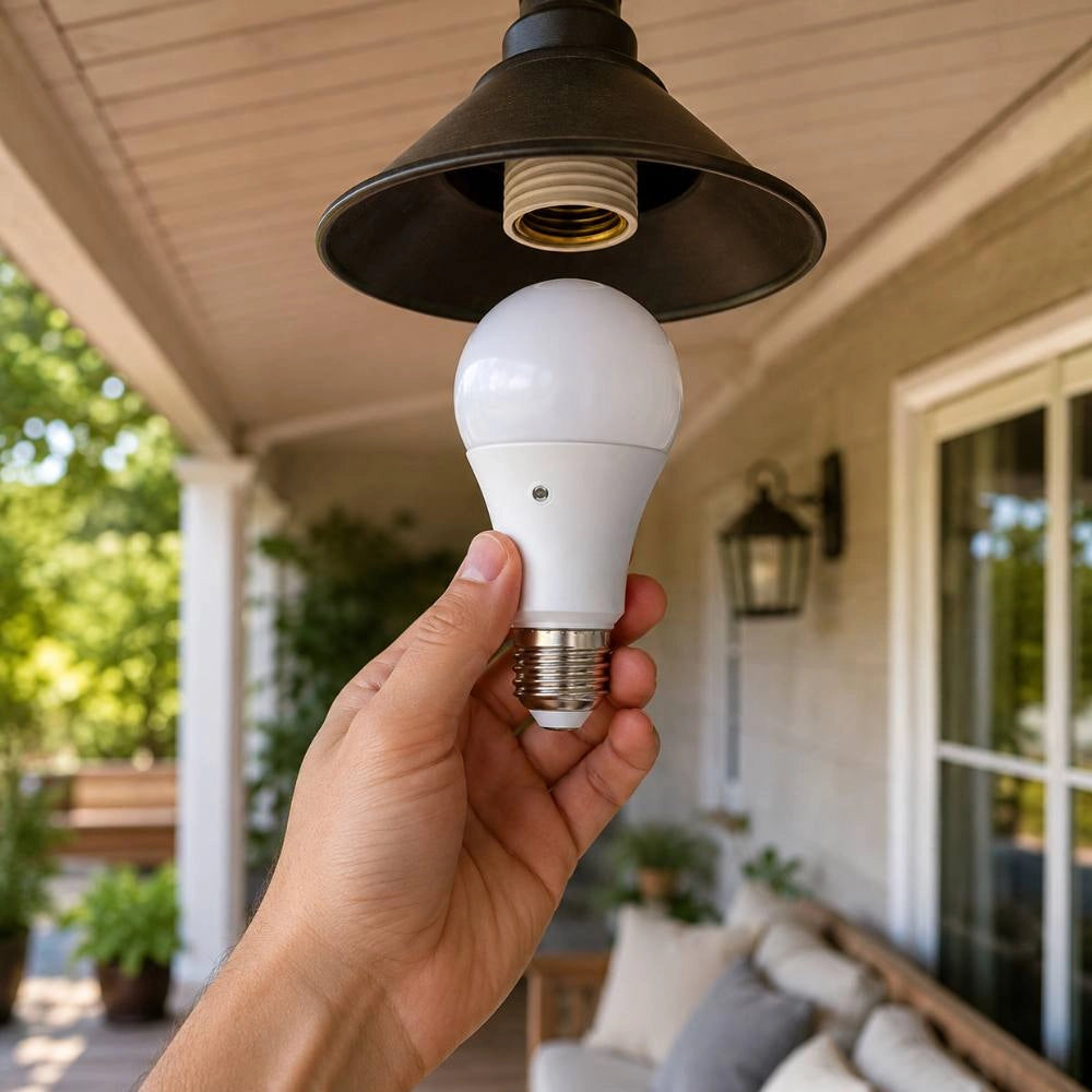 Lampadina led goccia e27 9w 4000k con sensore crepuscolare