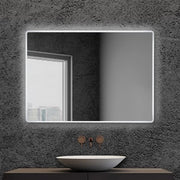 Specchio bagno 80x60 cm reversibile con cornice slim LED naturale