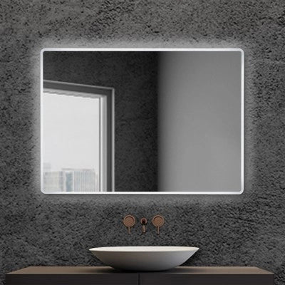Specchio bagno 80x60 cm reversibile con cornice slim LED naturale