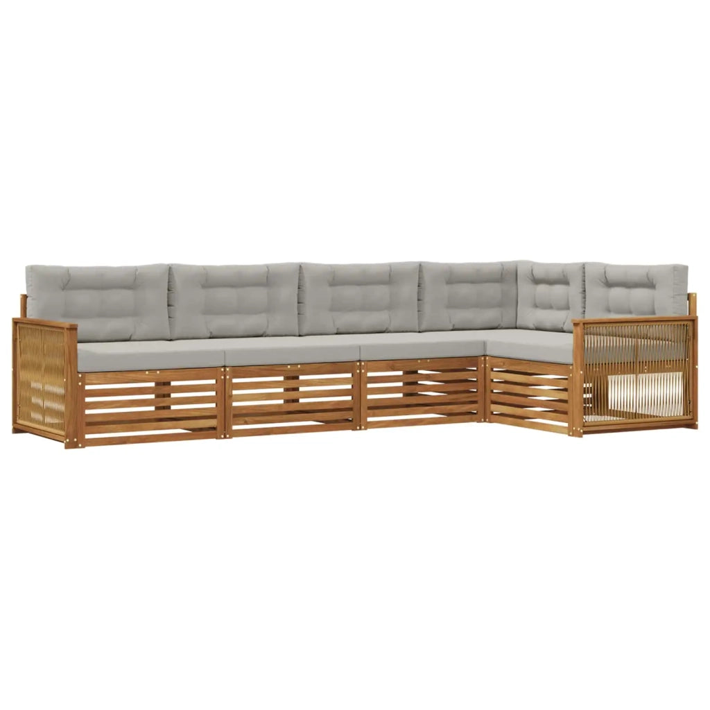 Set di divani da esterno 5 pz Naturale e Grigio Chiaro 3383359