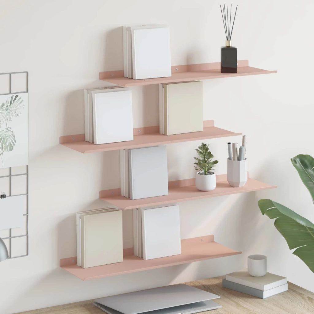 4 pz Mensola | Ripiano | Scaffale sospesa Rosa 60 x 18 x 2,5 cm Acciaio