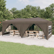 Tenda per Feste Pieghevole con Pareti Laterali-Tenda Gazebo Tortora 3x6 m 126904