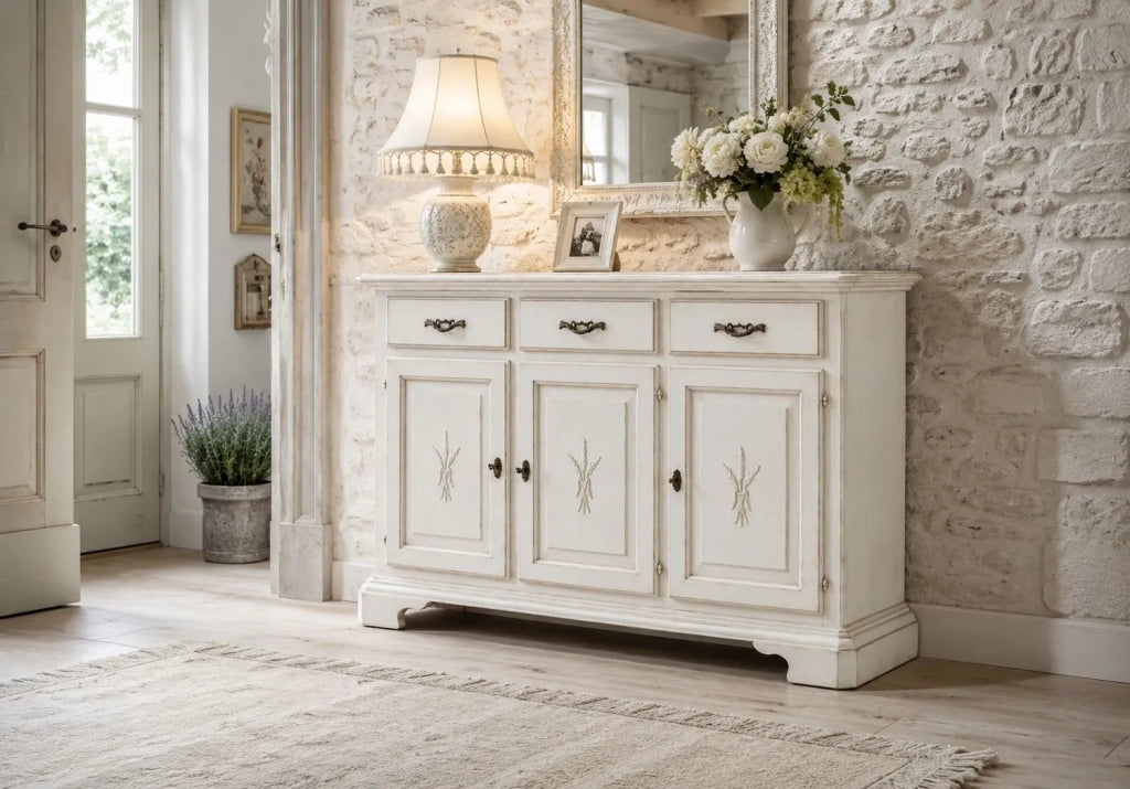 Madia credenza shabby chic 3 ante in legno arte povera 163x49x98 - Mobili 2G