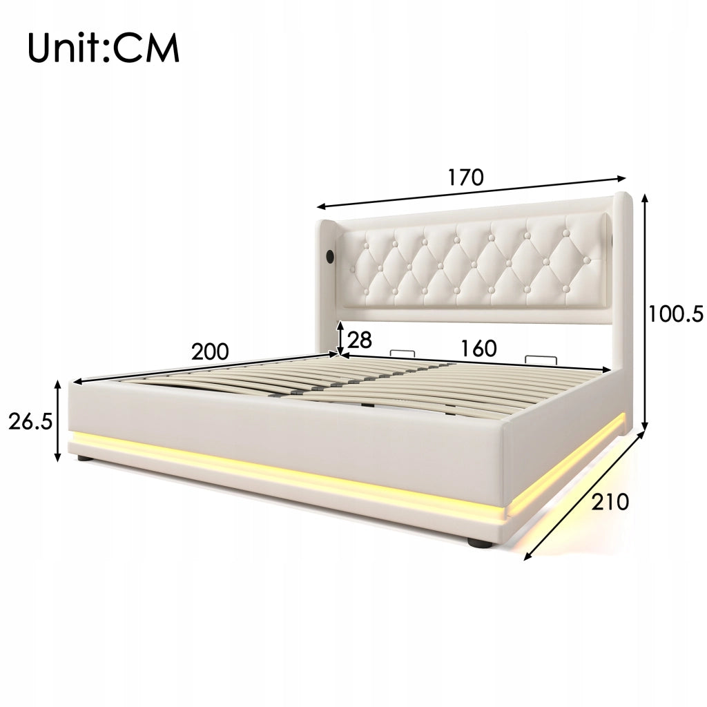 Letto imbottito 160x200 bianco idraulico - Xylo