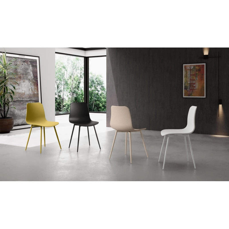 Set di 4 Sedie in polipropilene Gambe metallo verniciato Cover 50cm X 58cm H 85cm Stones