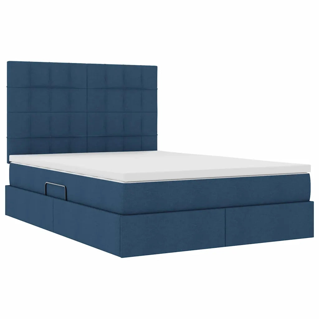 Letto con contenitore e materasso Blu 140 x 200 cm Poliestere