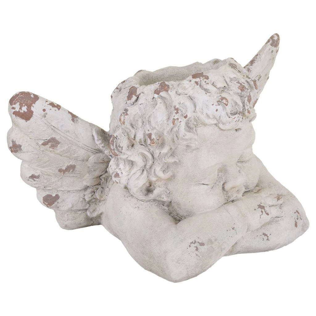 Fioriera angelo in magnesio bianco, 59x36x36h cm