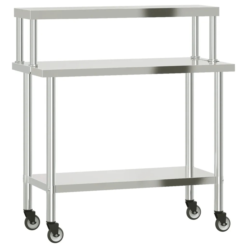 Tavolo Lavoro Cucina con Ripiano 110x55x120 cm Acciaio Inox CFW9493733