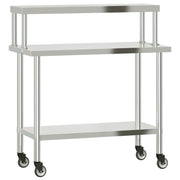 Tavolo Lavoro Cucina con Ripiano 110x55x120 cm Acciaio Inox CFW9493733