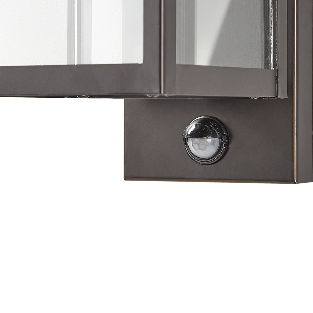 Lampada da parete esterna in metallo nero e vetro con sensore di movimento 33 cm stile moderno giardino