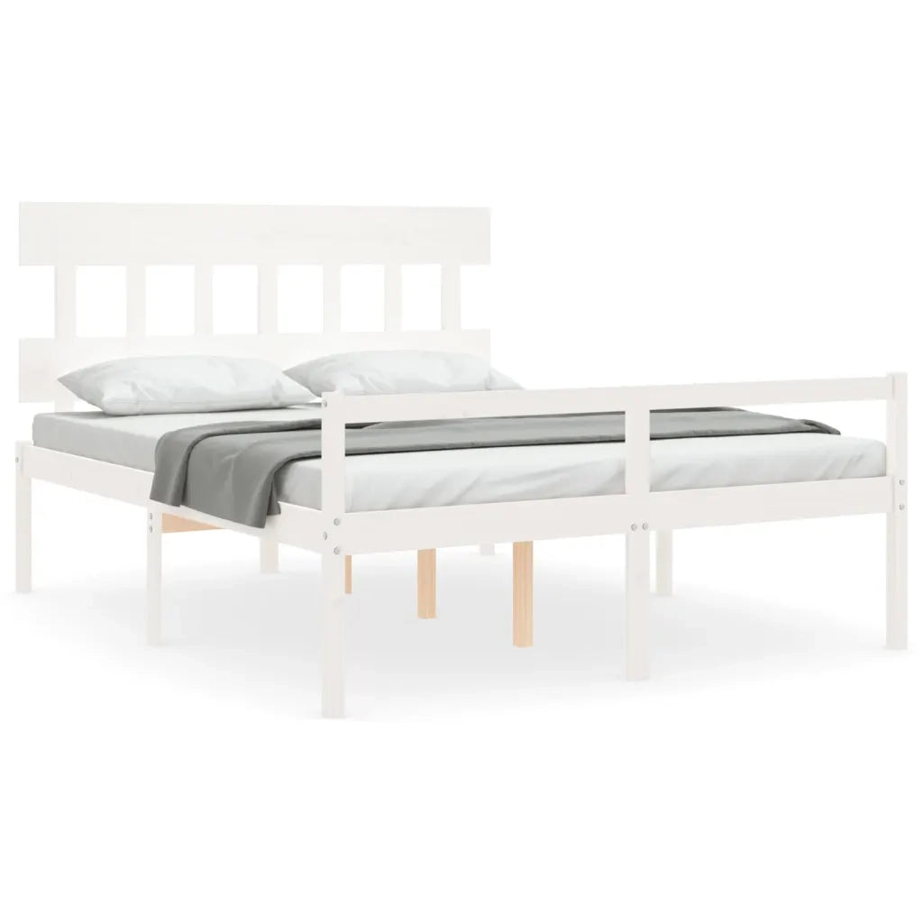 Letto per Anziani con Testiera-Struttura Letto per Anziani Bianco 160x200 cm Legno Massello 224933