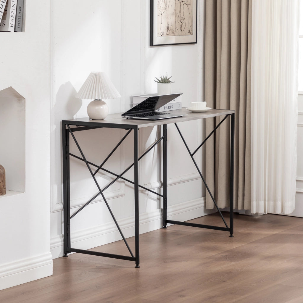 Scrivania pieghevole multifunzionale con struttura in metallo in MDF per piccoli spazi naturale 99 × 50 × 75 cm