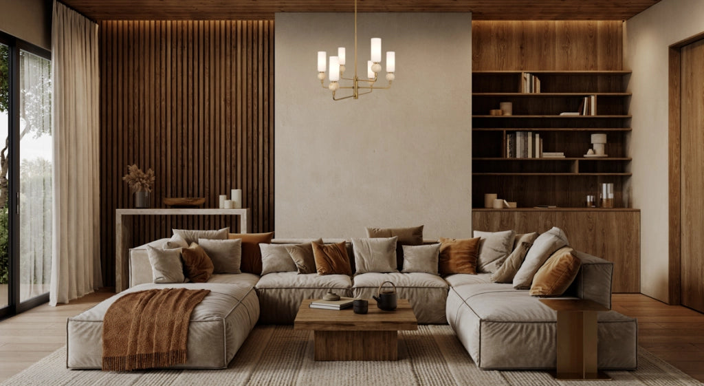 Lampadario Santos ottone vetro ovale 6 luci G9 Italux