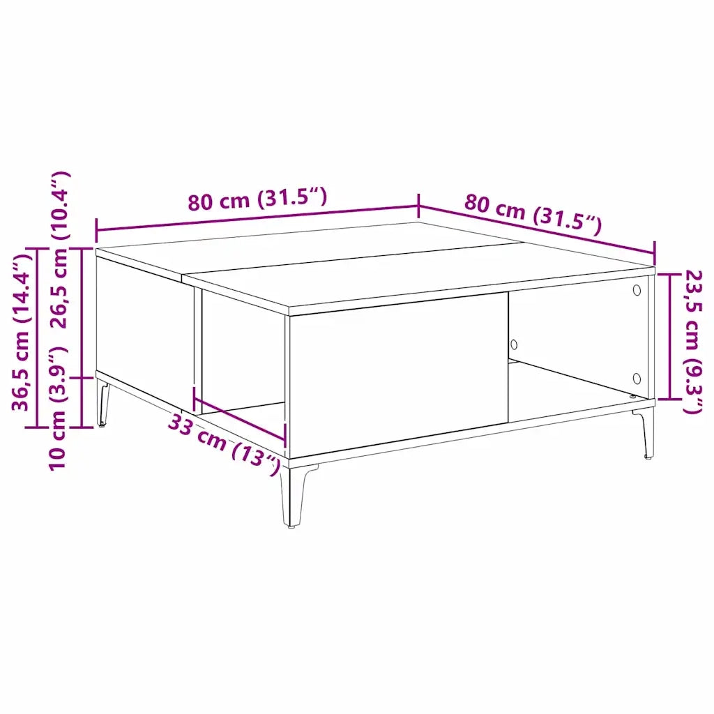 Tavolino da salotto Rovere artigianale 80 x 80 x 36,5 cm 881184