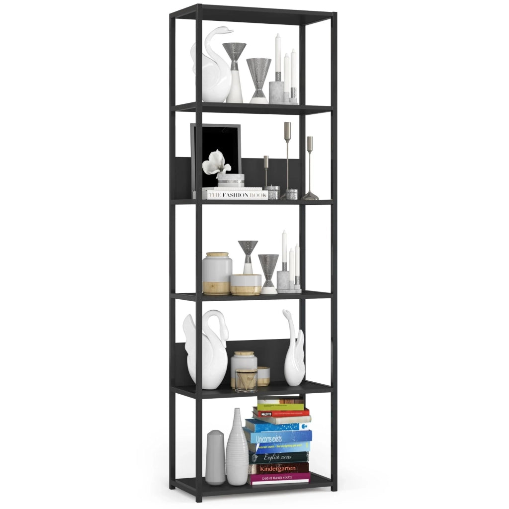 Scaffale stilo loft con ripiani in legno Nera 60 cm 60x32x192 cm