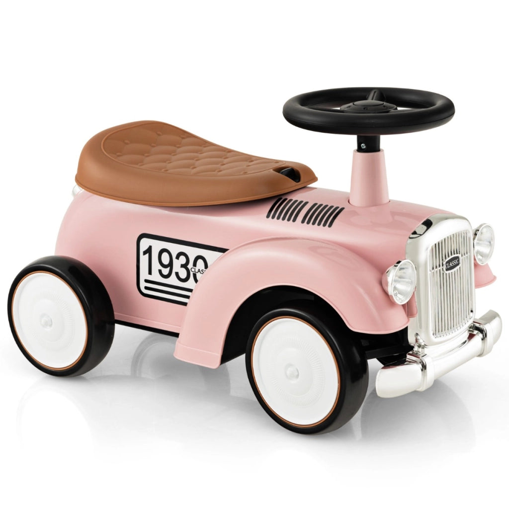 Giocattolo a pedali retr¨° per bambini, Veicolo seduto in piedi con volante funzionante spazio di archiviazione Rosa-Macchinine giocattoli