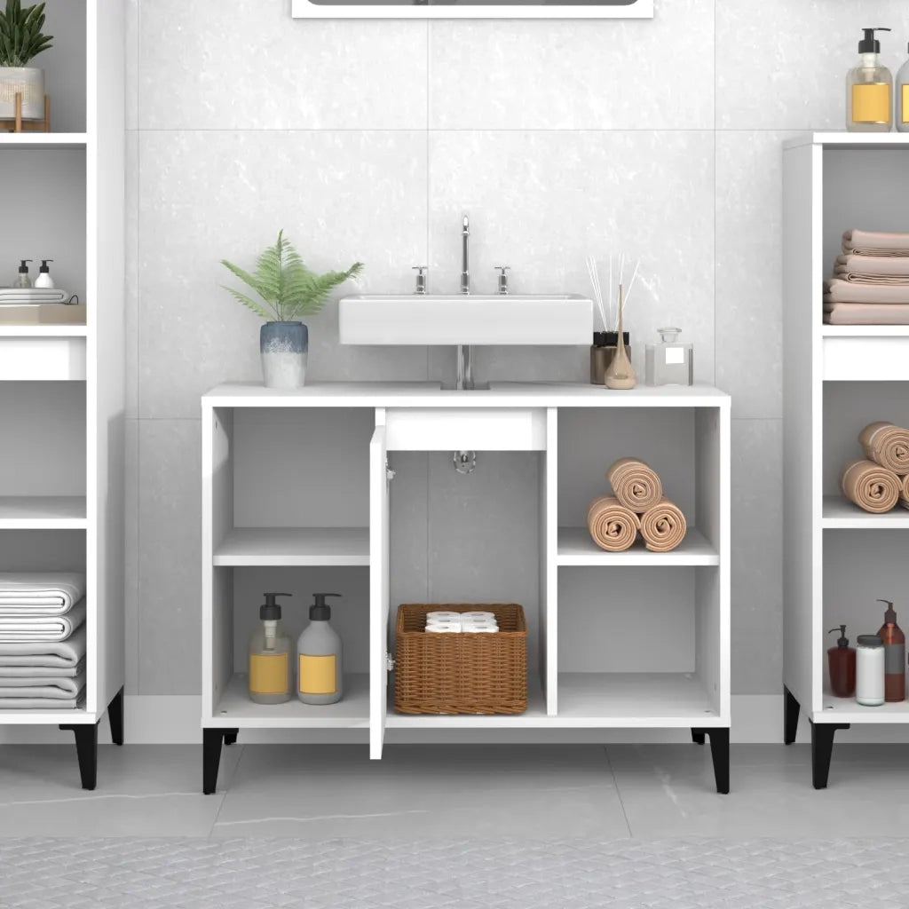 Mobile Lavabo Bianco 80x33x60 cm in Legno Multistrato 821292