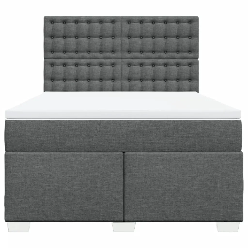 Giroletto a Molle con Materasso Grigio Scuro 140x190 cm Tessuto 3290498