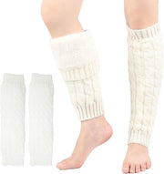 Due paia di calzettoni caldi con imbottitura in fleece, calze calde e protettive per donne e ragazze, morbide e stilate calze per l'autunno e l'inverno, adatte per balli, sport e altre occasioni - bianche.