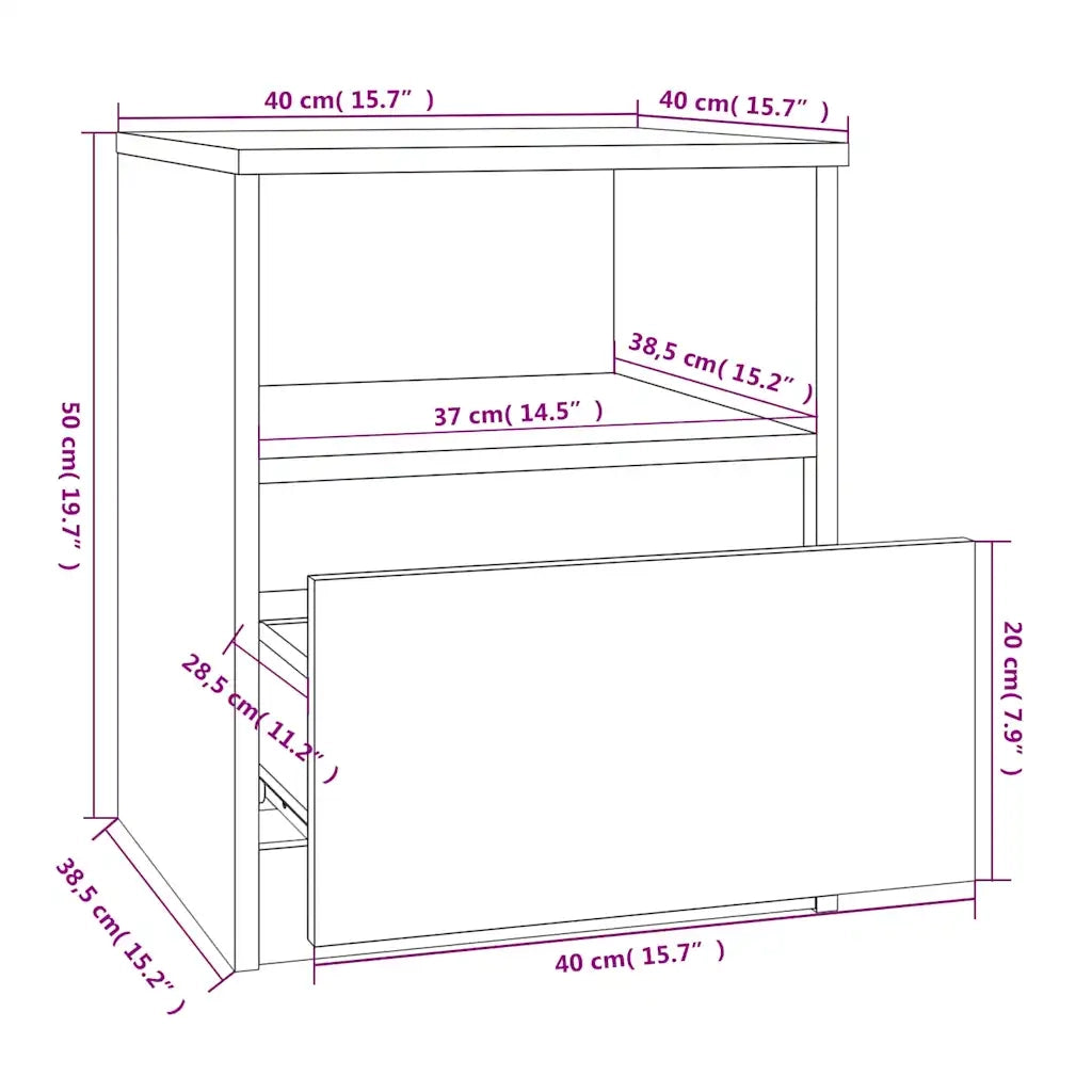 Comodini 2 pz Grigio Sonoma 40x40x50 cm in Legno Multistrato 815819