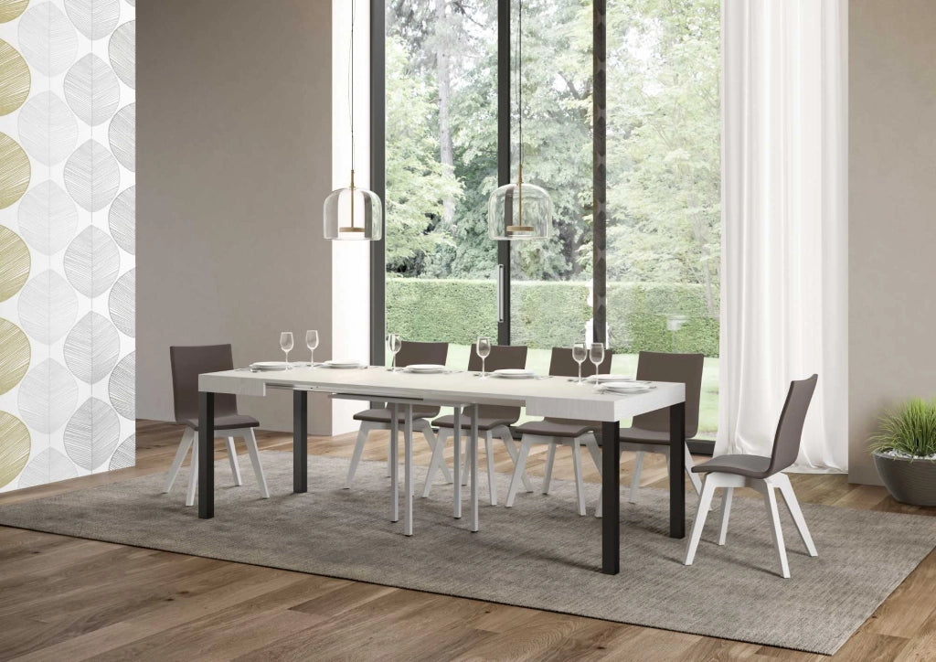 Tavolo Allungabile 90-246x90x77 cm Everyday Bianco Frassino