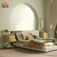 Set 2 Comodini con 2 Cassetti e Ripiano Inferiore in stile Nordico, in Bambù, 40x34x60 cm