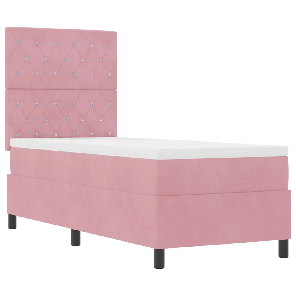 Letto a molle con materasso Rosa 80 x 200 cm Velluto 3339733