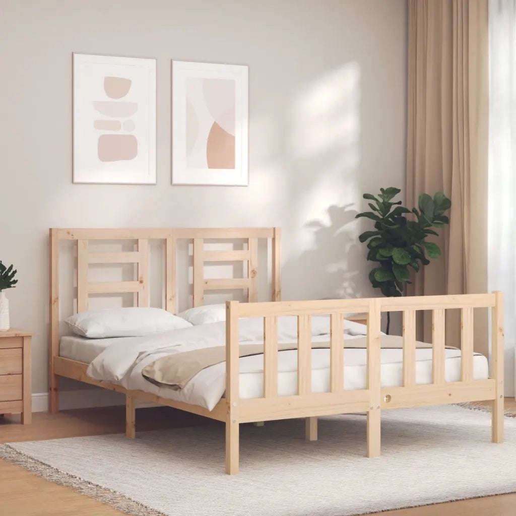 Letto senza Materasso-Struttura Letto 140x190 cm in Legno Massello di Pino 152830