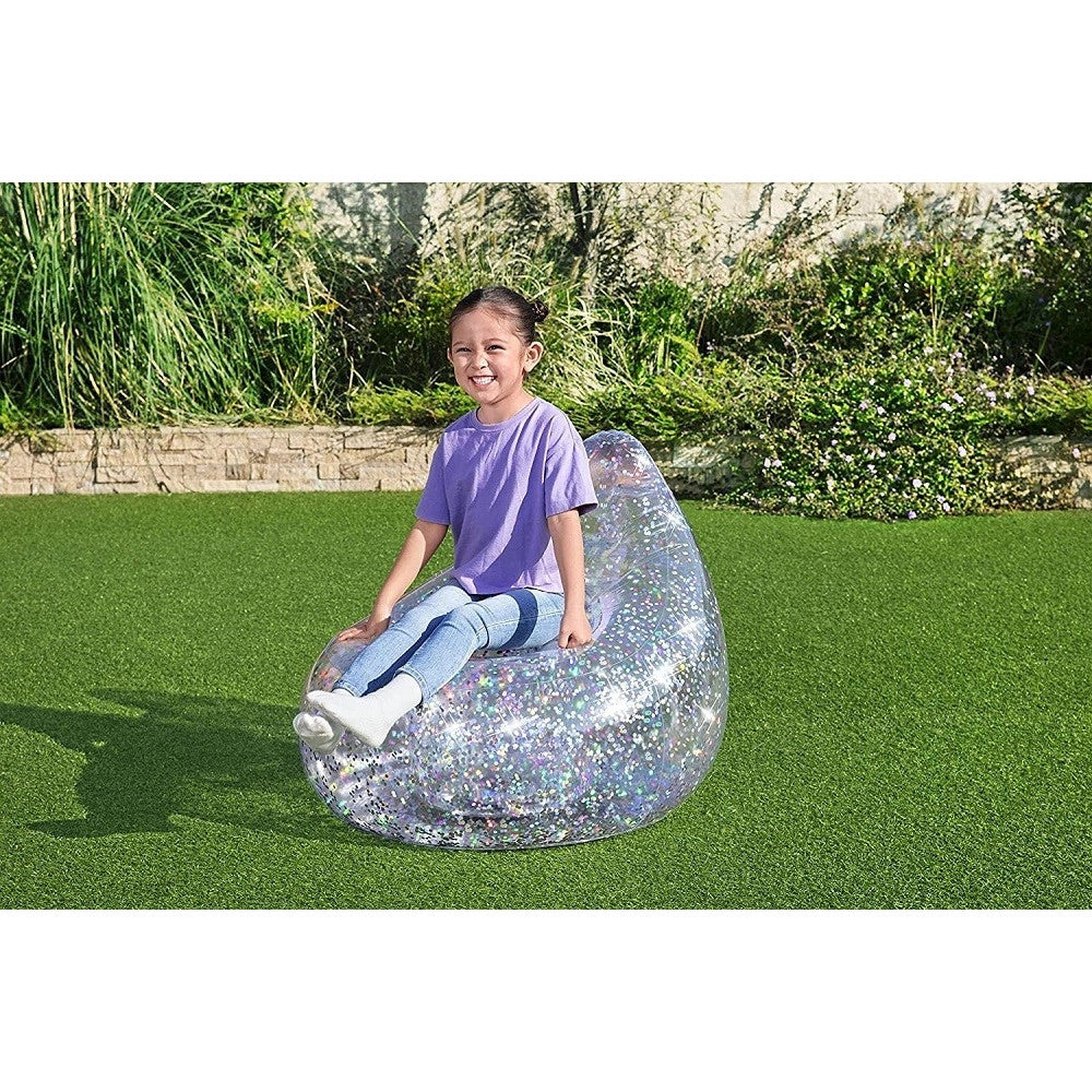 Trade Shop - Poltrona Poltroncina Gonfiabile Glitter Dream 72x72x64cm 2 Camera Ad Aria 75105 -