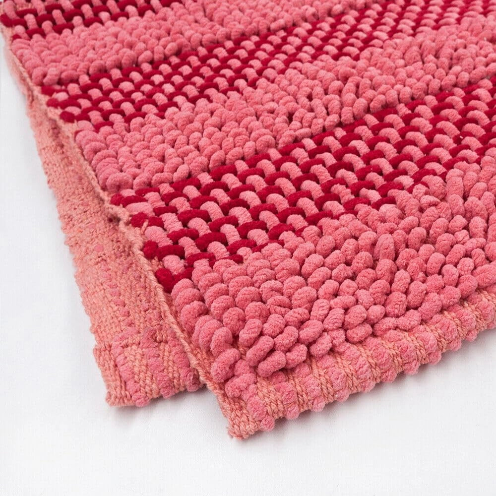 Tappeto Camera Scendiletto Bagno 60x120 Cm Cotone Intrecciato Morbido Assorbente Rosa