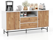 Mobile Credenza, Mobile TV con Ante Scorrevoli e 2 Cassetti, Mobile da Salotto con Foro per Cavi, Mobiletto Multiuso per Cucina, Sala da Pranzo, Soggiorno, 150 x 45 x 74 cm