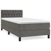 Letto singolo | Letto per adulti | Giroletto a Molle con Materasso Grigio Scuro 90x190 cm Velluto