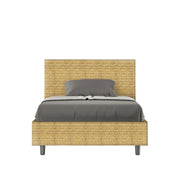 Letto imbottito 1 piazza e mezza 120x190 cm tessuto Aragona Adele - Senza rete,Giallo