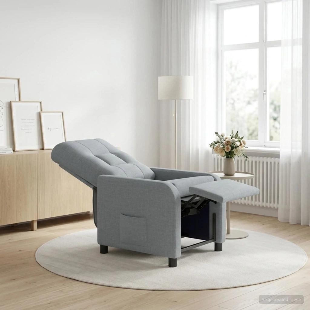 Divano Sedia-Poltrona reclinabile Grigio Chiaro Tessuto 805667
