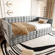 letto imbottito velluto grigio chiaro 99 x 202.4 cm