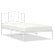 Letto singolo | Letto per adulti | Giroletto con Testiera Metallo Bianco 100x200 cm