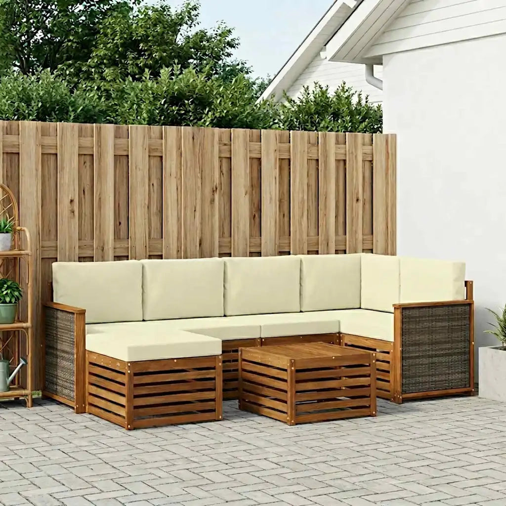Set divano sezionale con cuscino 6 pcs Naturale e Crema 3384586