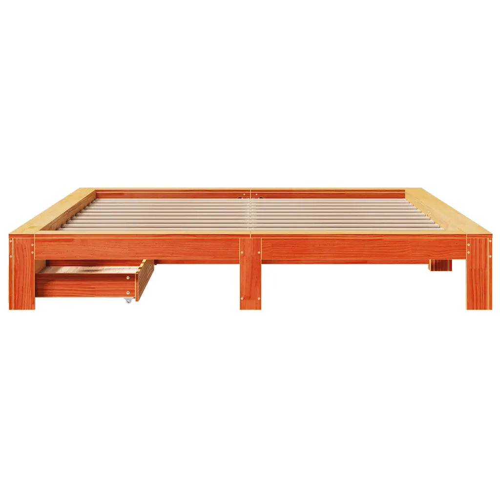 Giroletto senza Materasso Marrone Cera 200x200 cm Legno di Pino 3308989