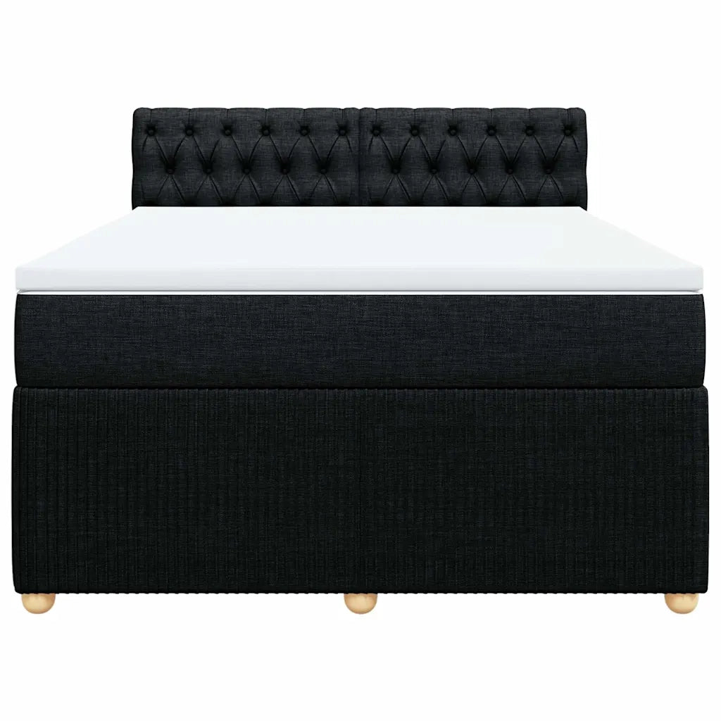 Giroletto a Molle con Materasso Nero 160x200 cm in Tessuto