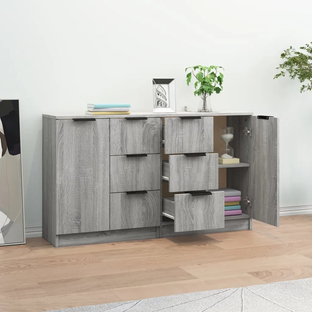 Credenze 2 pz | Madia | Buffet da pranzo | Armadio da pranzo Grigio Sonoma 60x30x70 cm in Legno Multistrato