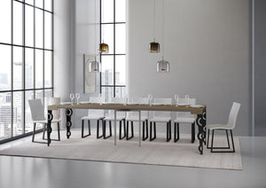 Consolle Allungabile 90-300x40x77 cm Karamay Tortora Telaio Antracite