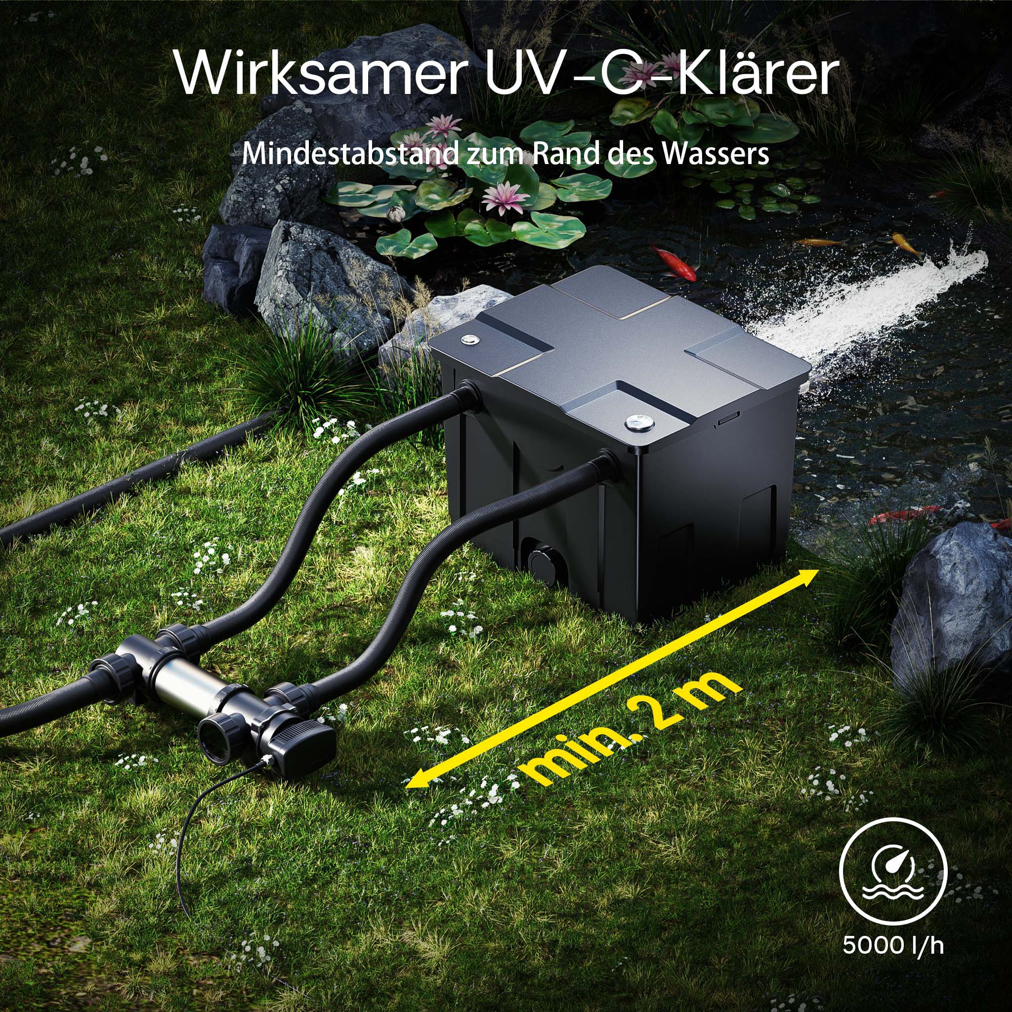 CUV-724 Chiarificatore per laghetti in acciaio inox 24W Sterilizzatore UVC