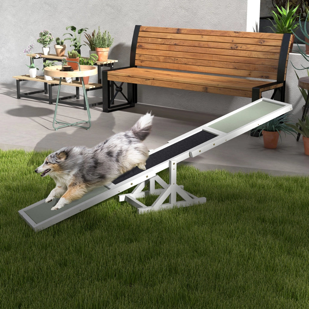 Attrezzatura per Allenamento Cani Agility ¨C zephmum ¨C 180x30x30 cm Grigio Bianco